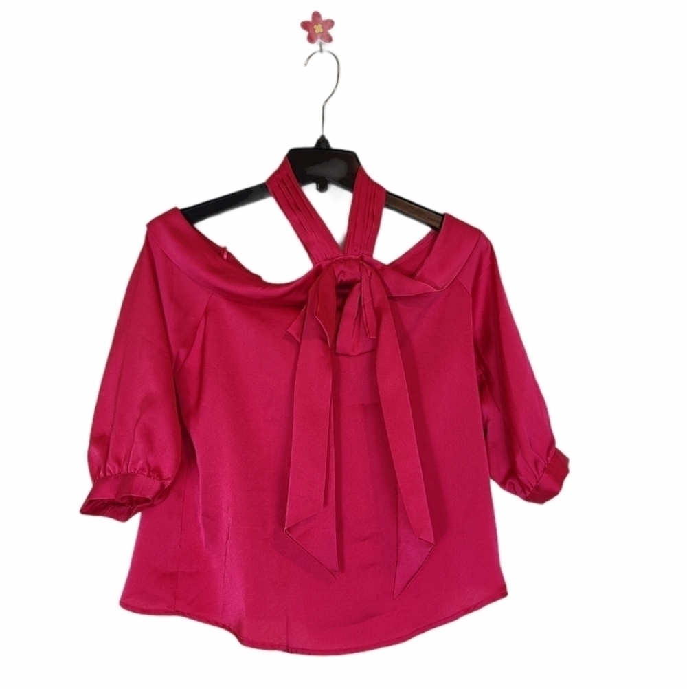 Cece Bow Off Shoulder Top‎ Hot Pink Blouse XSmall NWT - Picture 6 of 9